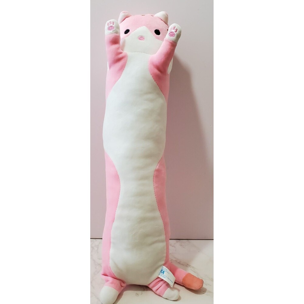 Lissipuppe Plush Cat Pink White Neck Pillow  20” Easter Stuffed Soft Toy